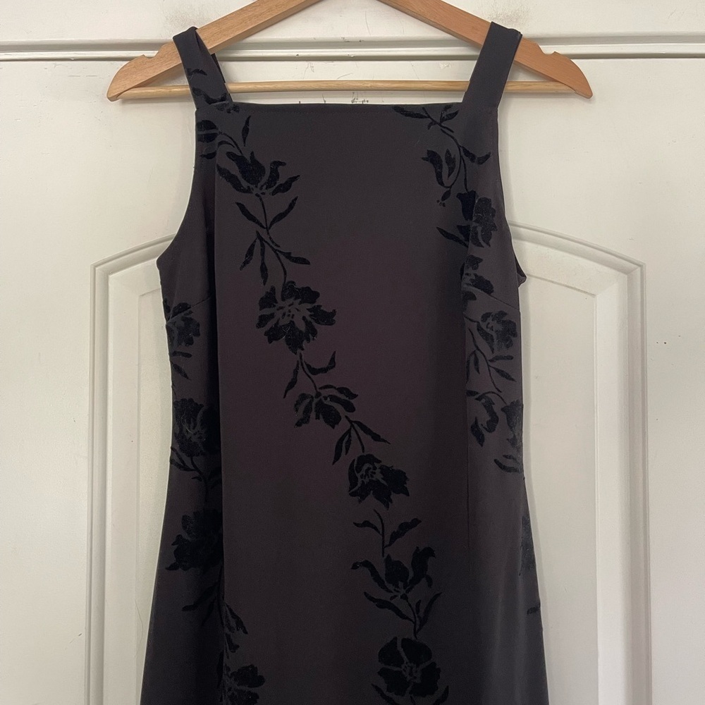 Cutest Y2K Black Floral Square Neck Sheath Dress - 7/8 - Picture 2 of 6